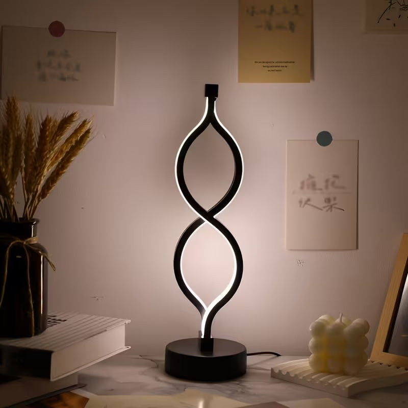 Wave-Shaped USB Desk Lamp With 3-Color Dimmable Lighting For Bedroom
