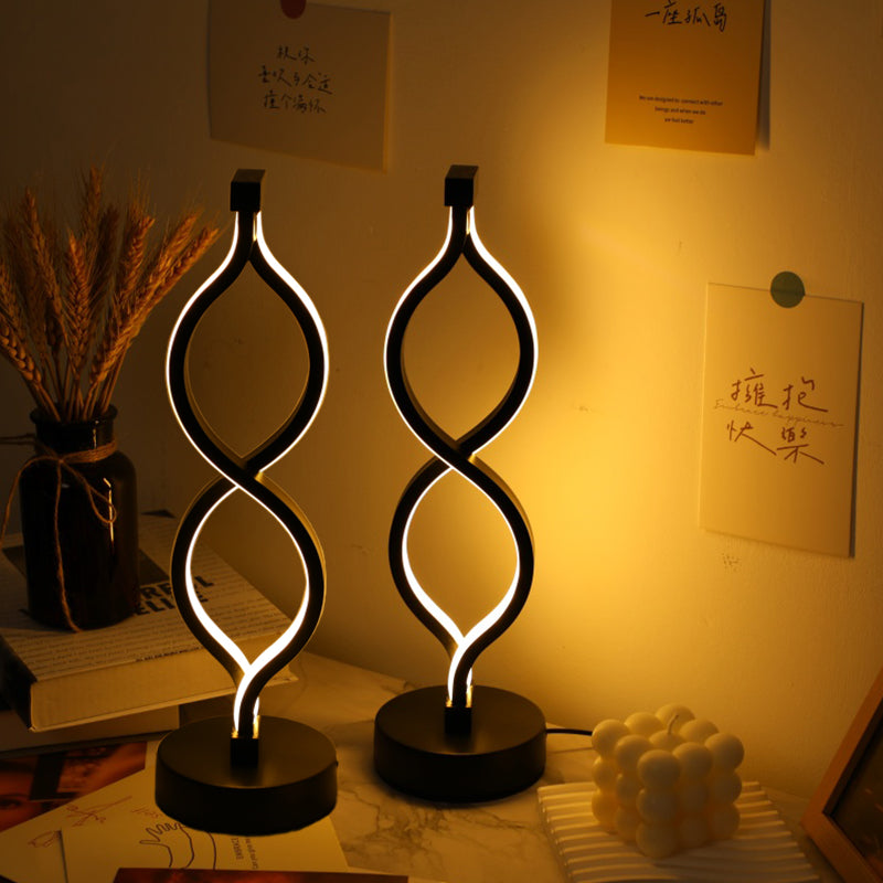 Wave-Shaped USB Desk Lamp With 3-Color Dimmable Lighting For Bedroom