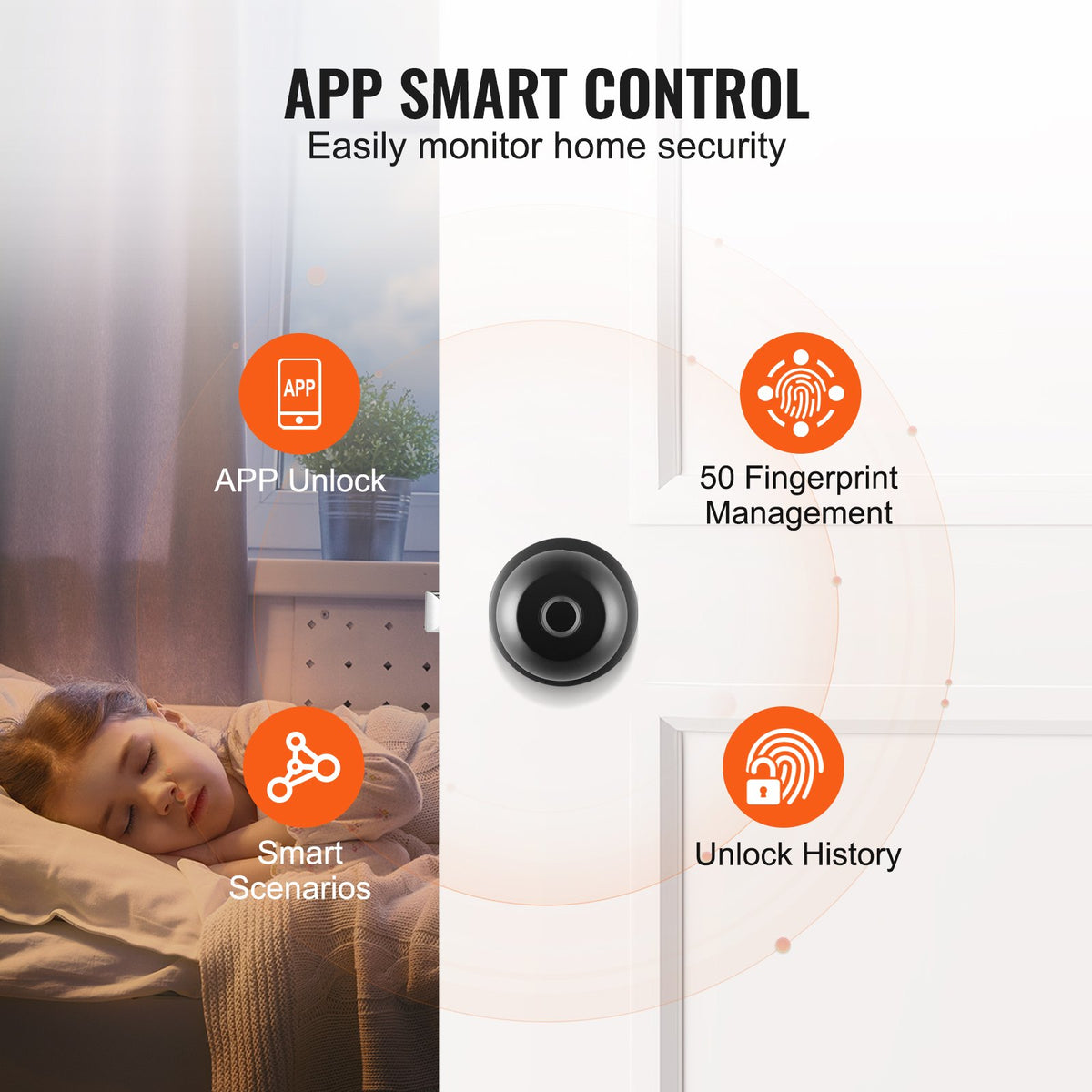 VEVOR Smart Door Knob, Biometric Door Lock Bluetooth Smart Lock,