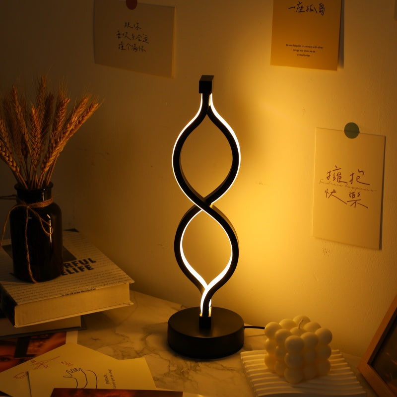 Wave-Shaped USB Desk Lamp With 3-Color Dimmable Lighting For Bedroom