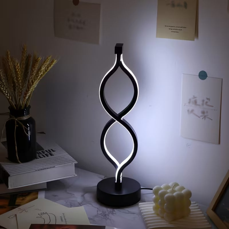 Wave-Shaped USB Desk Lamp With 3-Color Dimmable Lighting For Bedroom